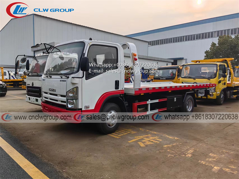 ISUZU NPR KV600 5 ton flatbed wrecker tow recovery truck