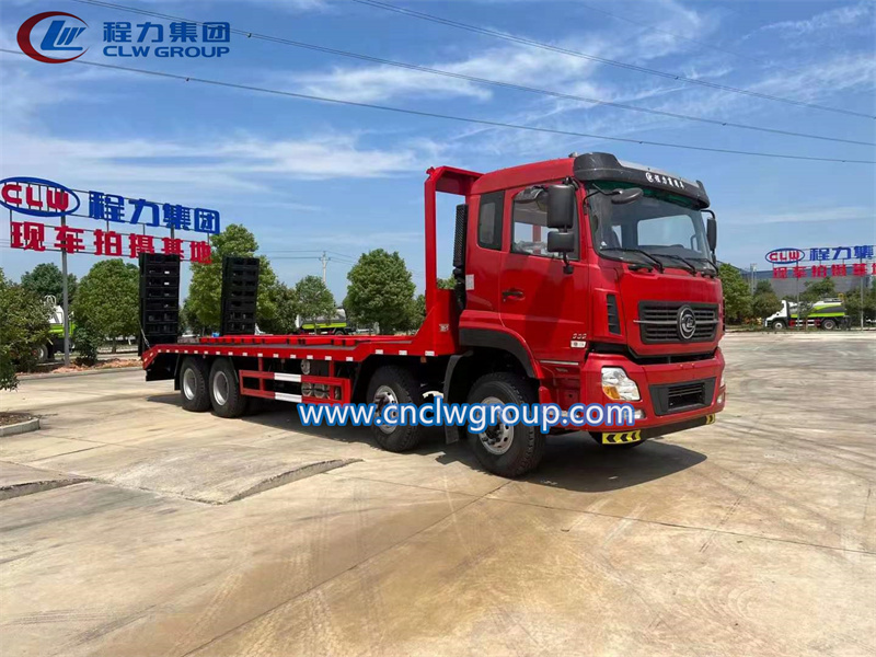 CLW 8x4 35t flat bed transport truck for carrying excavators
