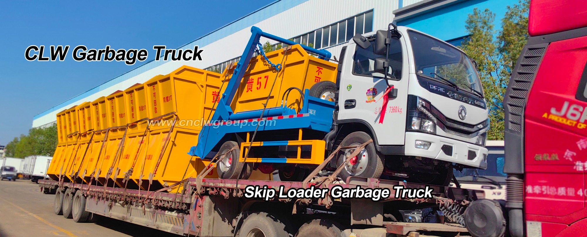 Dongfeng Skip Loader Garbage Truck with Mass Waste Bins