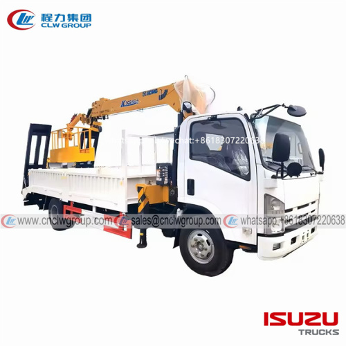 ISUZU FRR flatbed truck mounted 4t crane and working basket