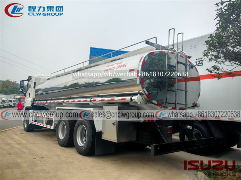 ISUZU 6x4 20000 liter stainless steel drinking water tank truck