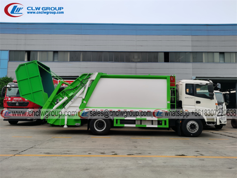 FOTON ETX 14m3 Garbage Compactor Truck with Swing Arm for 5cbm Garbage Box