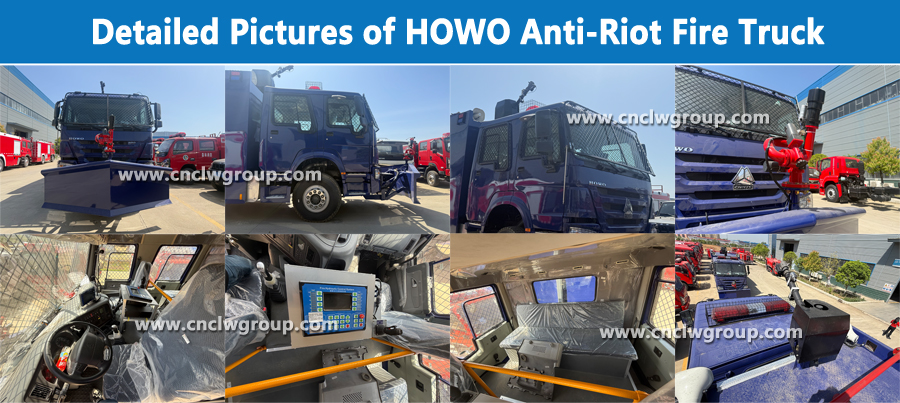 detailed pictures of Sinotruk HOWO 6*4 anti riot water tanker fire truck