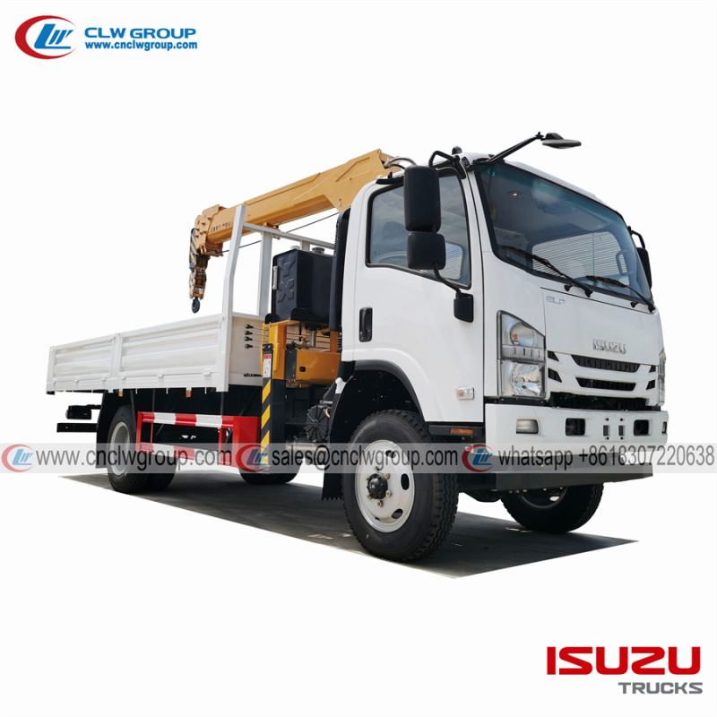 Isuzu npr 4x4 boom crane truck with 5 ton crane