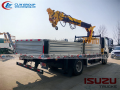 ISUZU FRR npr 5 ton auger drill boom crane truck with a lift boom crane truck crane