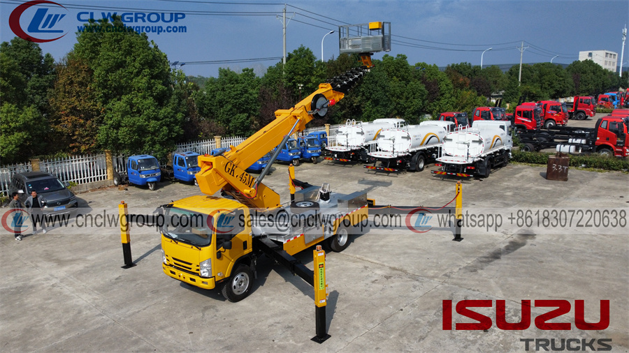 ISUZU FRR 45m telescopic aerial truck mounted boom man lift platform bucket