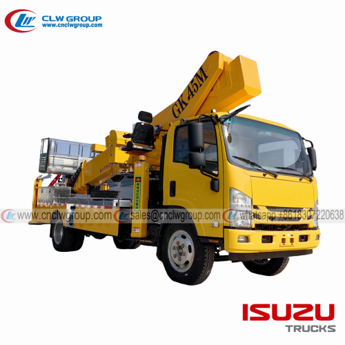 ISUZU FRR 45m telescopic aerial truck mounted boom man lift platform bucket