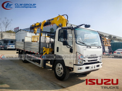 ISUZU FRR npr 5 ton auger drill boom crane truck with a lift boom crane truck crane