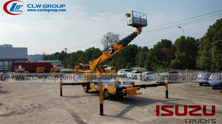 ISUZU FRR 45m telescopic aerial truck mounted boom man lift platform bucket