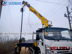 ISUZU FRR npr 5 ton truck mounted crane boom crane auger driller trucks