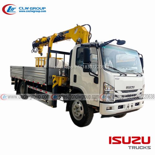 ISUZU FRR npr 5 ton auger drill boom crane truck with a lift boom crane truck crane