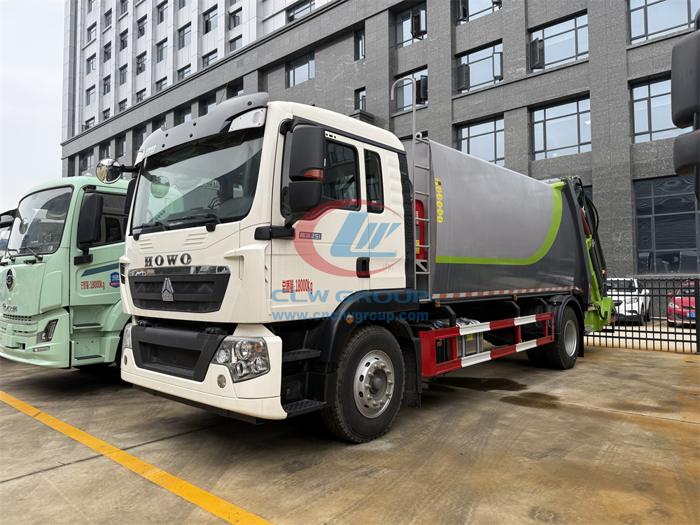 HOWO TX 4x2 14m3 15m3 rear loader garbage compactor trucks for 120L 240L 1100L trash bin
