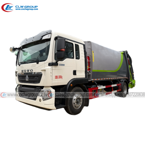HOWO TX 4x2 14m3 15m3 rear loader garbage compactor trucks for 120L 240L 1100L trash bin