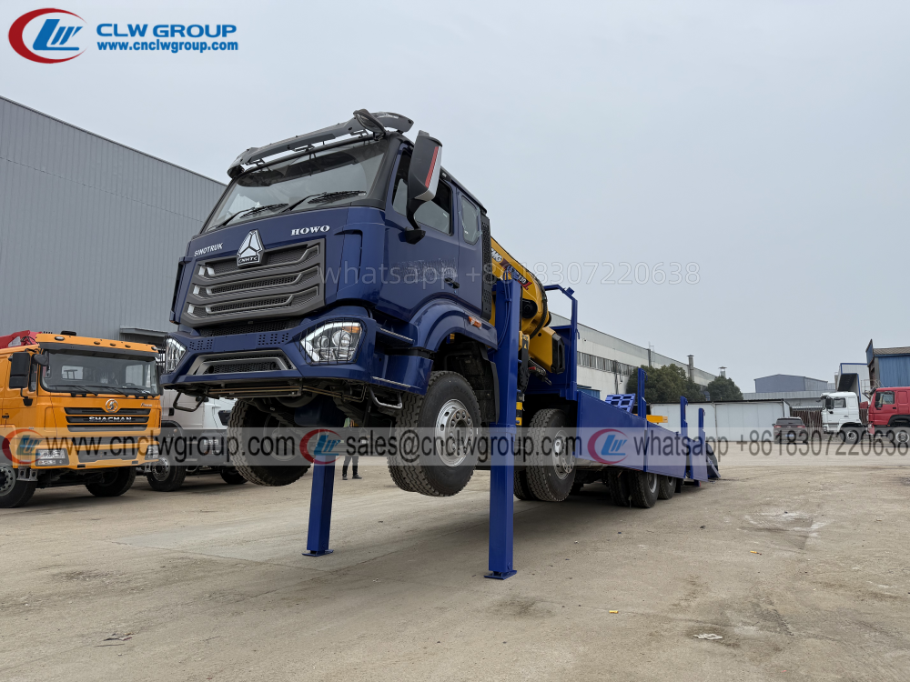 HOWO NX 8x4 platform truck mounted 16 ton folding arm crane