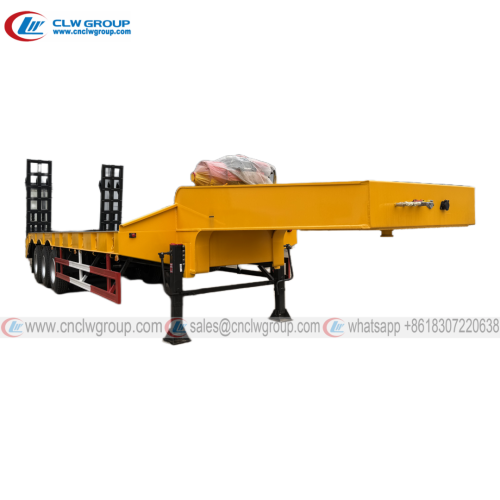 Hot sale tri axle lowbed semi trailer 60 ton 80 ton load for heavy machines transportation