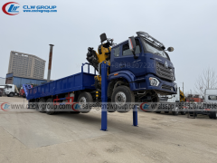 HOWO 8x4 hydraulic lifting self loading flatbed truck mounted knuckle crane