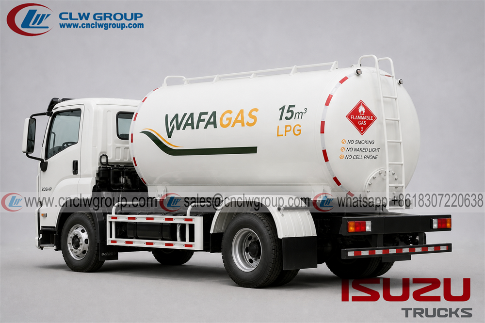 Hot Sale ISUZU 4x2 15000L LPG Gas Tanker Trucks LPG Refilling Medium Truck For Cooking Gas Pressure Vessel