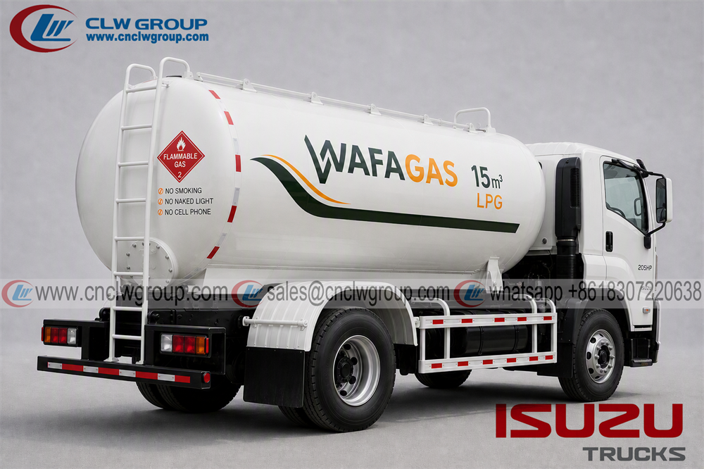 Hot Sale ISUZU 4x2 15000L LPG Gas Tanker Trucks LPG Refilling Medium Truck For Cooking Gas Pressure Vessel