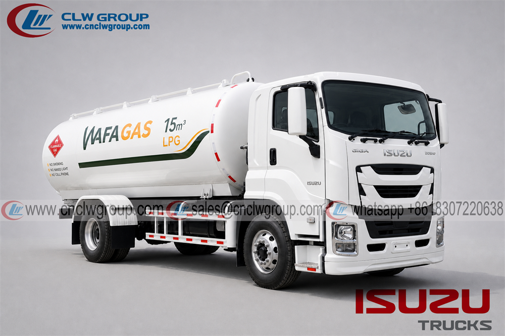 ISUZU GIGA 15m3 Liquefied Natural Gas LPG gas refilling tank truck with gas dispenser