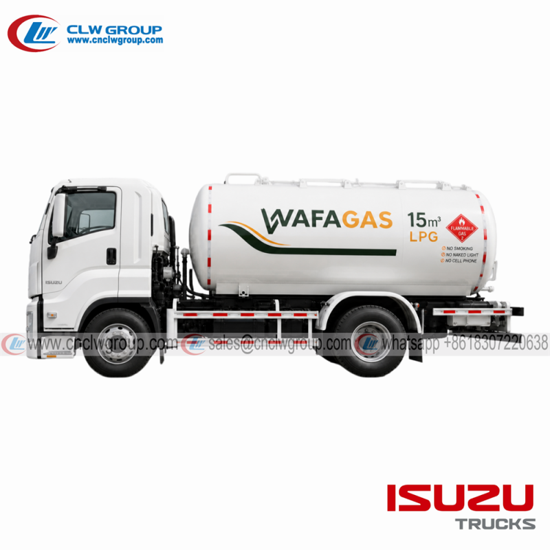 Hot Sale ISUZU 4x2 15000L LPG Gas Tanker Trucks LPG Refilling Medium Truck For Cooking Gas Pressure Vessel