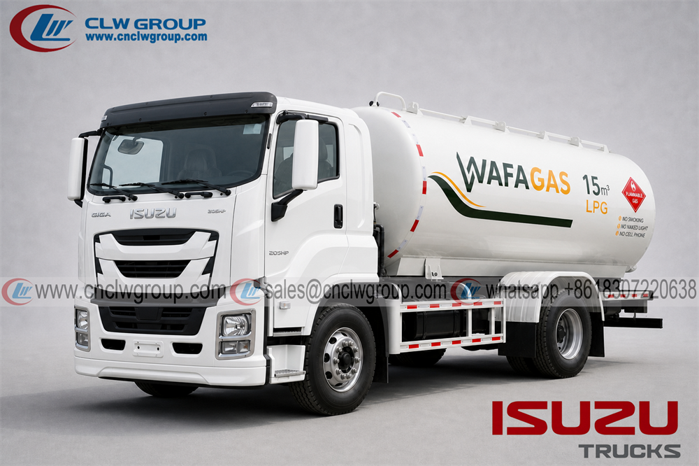 LPG Tank 15m3 ISUZU 225hp 4x4 mobile Lpg gas filling tanker truck for sale
