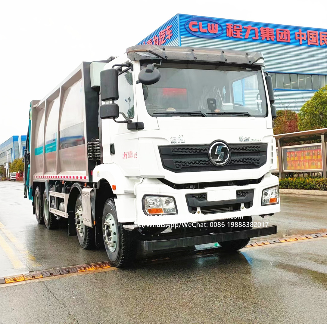 Shacman 8x4 25m3 28m3 waste refuse compactor rubbish collector waste  body trash bin hydraulic container collector truck