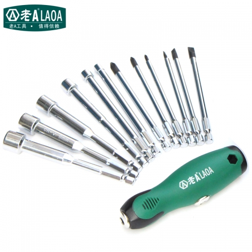 CR-V 12 In 1 Socket Screwdriver Kit 6 Sockets And 6 Screwdriver Bit Set Hand Tools Slotted  Torx  Phillips Bits