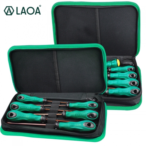 LAOA S2 material 6/9PCS Phillips Slotted Screwdriver Set with wear-resistant cloth fabric tools bag