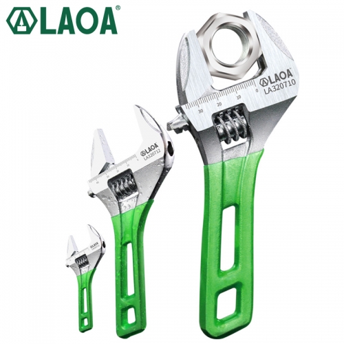 LAOA Monkey Wrench Short Handle Adjustable Spanner HCS material Laser Scale Rubber Wrapped Monkey Spanner