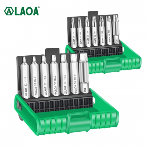 LAOA 7pcs Screw Extractor Set Drill Bits Torx Guide Set Broken Speed Out Easy out Bolt Screw High Strength Remover Tools