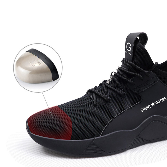 GUYISA 8186 Black Red Breathable Soft Safety Work Shoes