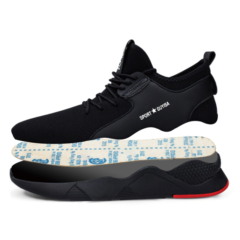 GUYISA 8186 Black Red Breathable Soft Safety Work Shoes