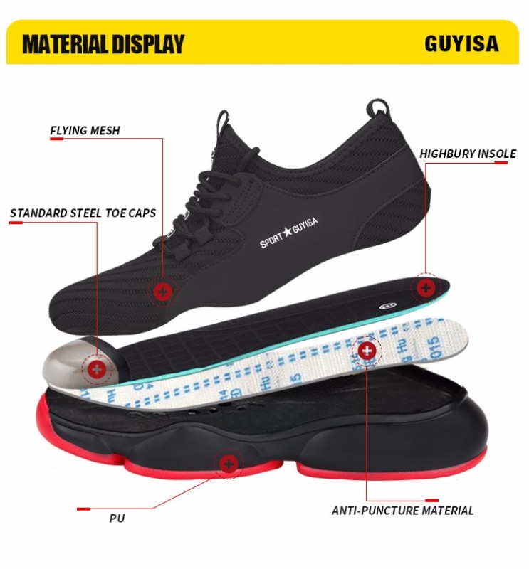 GUYISA professional lightweight Slip Resistant Indestructible Construction Shoes work shoe Steel Toe Shoes