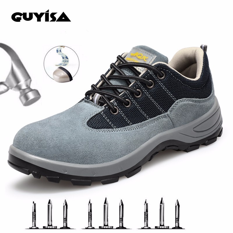 GUYISA professional work shoe Steel Toe Shoes Slip Resistant Indestructible Construction Shoes