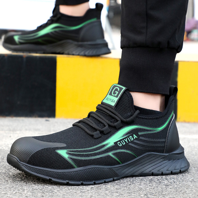 GUYISA Fashion Black Waterproof Soft Rubber Bottom Worker Steel Toe