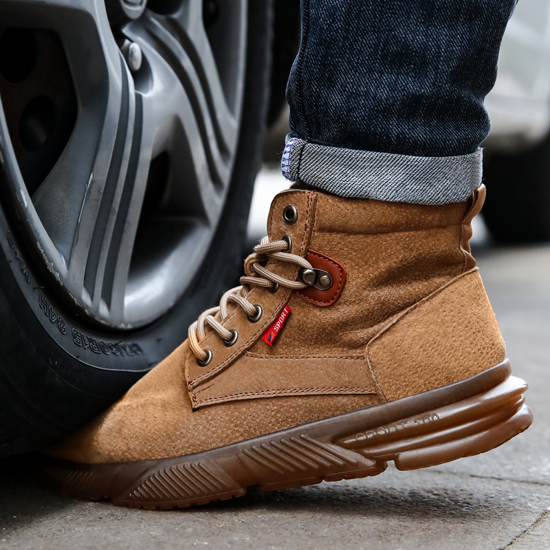 OEM High-quality wear-resistant brown safety boots for men's steel toe work boots