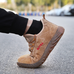 GUYISA OEM Fashion Waterproof Wear Resistant Anti Skid Brown Work Steel Toe Working Boot Safety Boots for Men can be Customized