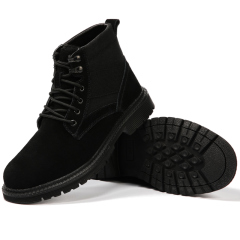 GUYISA Winter Suede Leather Cotton Black Keep Warm Boot Shoes Steel Toe Boots Men Work Safety Shoes Keep Warm