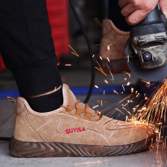 GUYISA OEM Fashion Waterproof Wear Resistant Anti Skid Brown Work Steel Toe Working Boot Safety Boots for Men can be Customized