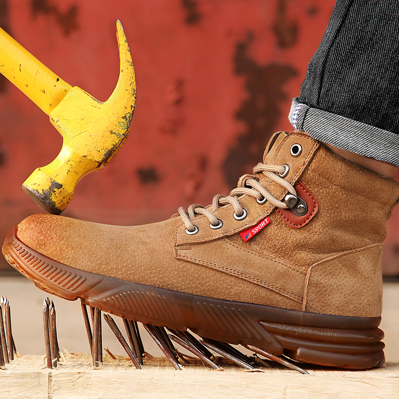 GUYISA OEM High Quality Waterproof Wear Resistant Brown Safety Boots for Men Work Steel Toe Working Boot