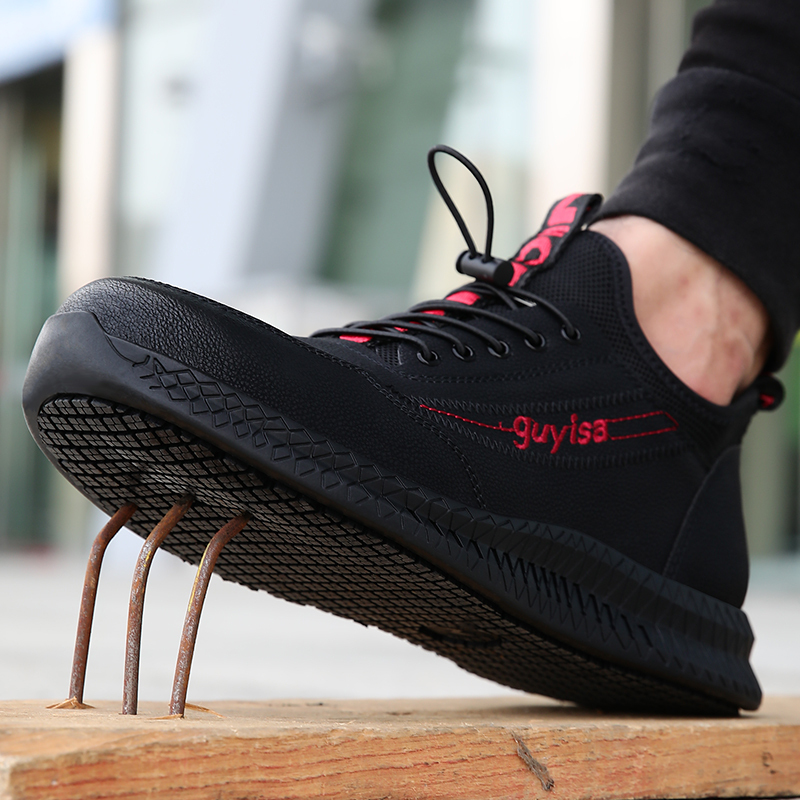 GUYISA Keep Warmer CE Steel Toe Industry Professional Anti Skid Red Rubber Outsole Cotton Work Safety Shoes Men