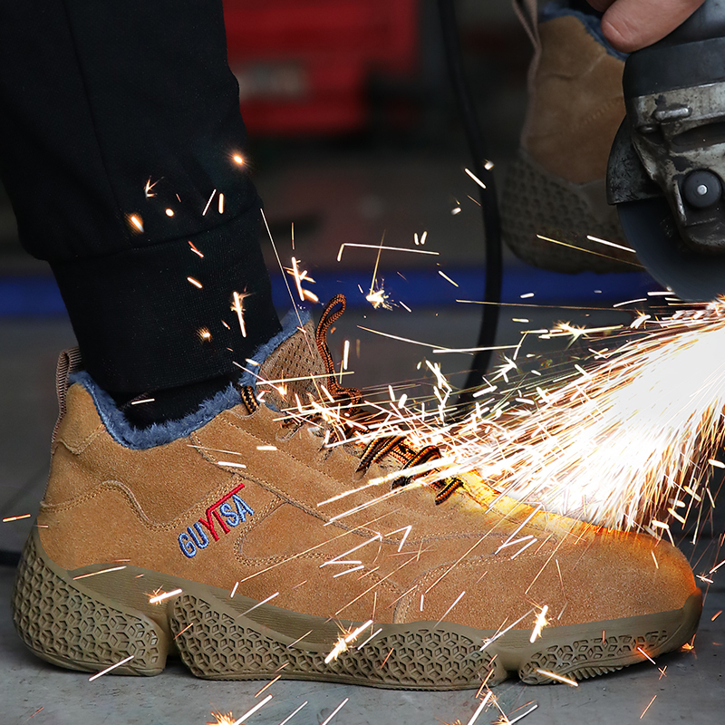 GUYISA High Quality Puncture Proof Steel Toe Indestructible Steel Toe Cap Work Indestructible Woodland Men Safety Shoes
