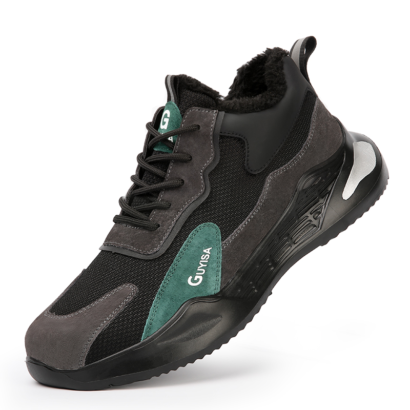 winter keep warm security puncture-proof anti-slip construction cotton safety shoes with steel toes for men