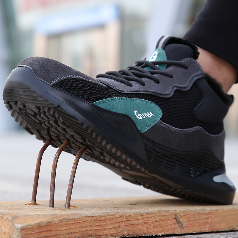 winter keep warm security puncture-proof anti-slip construction cotton safety shoes with steel toes for men