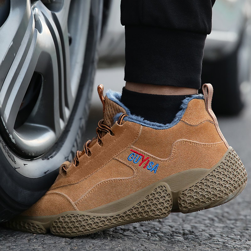 GUYISA High Quality Puncture Proof Steel Toe Indestructible Steel Toe Cap Work Indestructible Woodland Men Safety Shoes