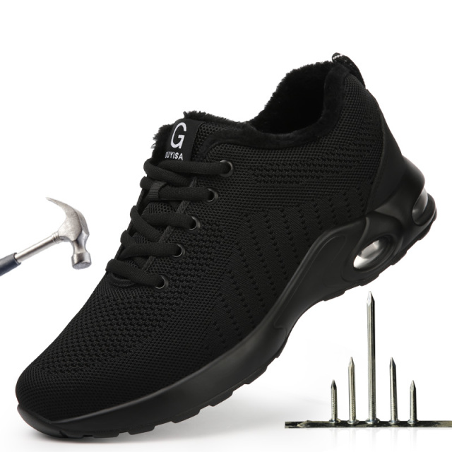 GUYISA Steel Toe Security Sneakers Men Women Keep Warm Safety Work Shoes Lightweight Puncture