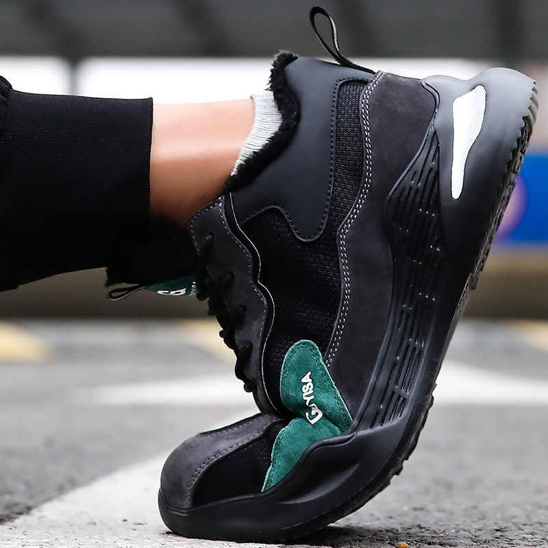 winter keep warm security puncture-proof anti-slip construction cotton safety shoes with steel toes for men