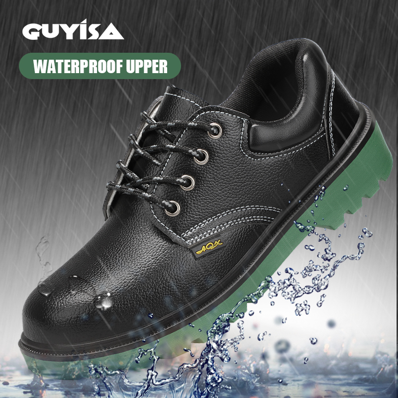 GUYISA Leather Work Shoe Industries Construction Wear Resistant Safety Shoe Safety