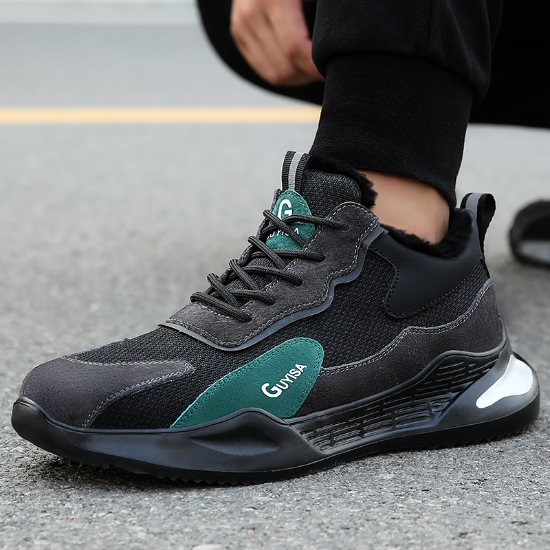 winter keep warm security puncture-proof anti-slip construction cotton safety shoes with steel toes for men