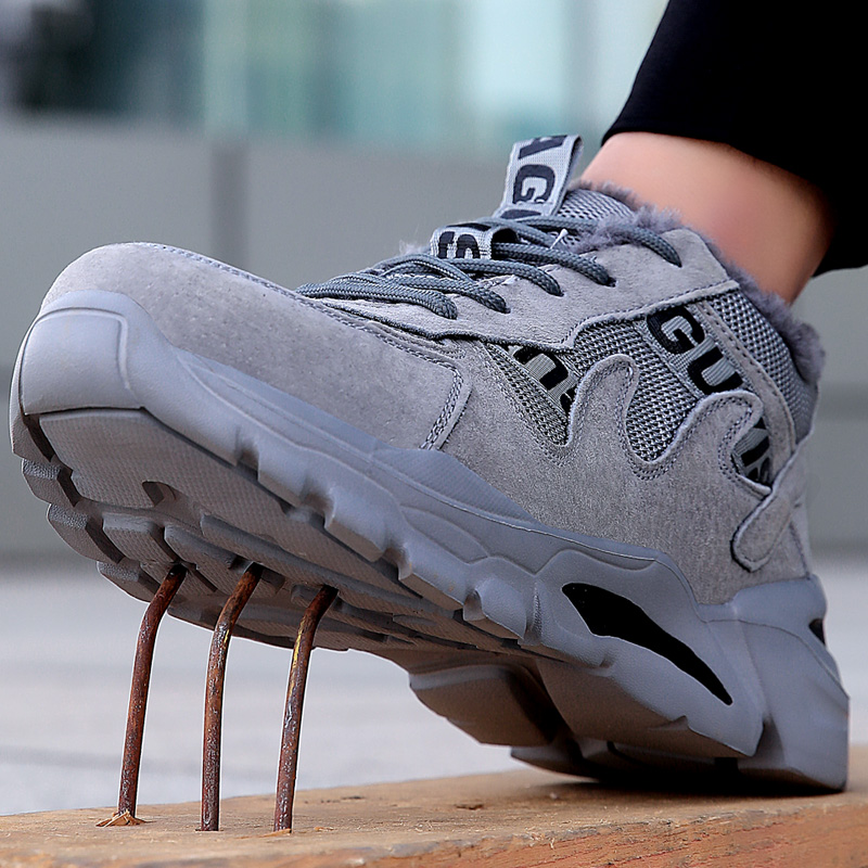 winter Men's Steel Toe Slip Resistant Puncture Proof Construction Safety Work Shoes